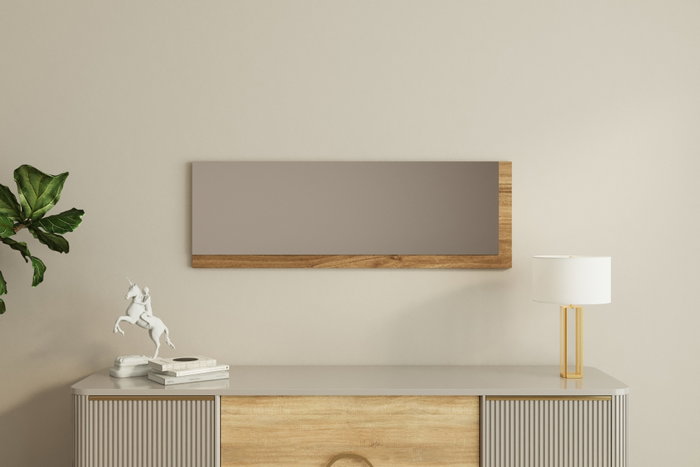 Hanah Home Espejo Flotal-e Blanco y Nogal 40x120x2.2 cm MDF Ecológico Montaje Pared